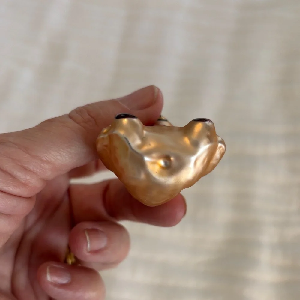 Vintage Gold Tone Bear Ornament Mercury Glass Radko?? Handpainted